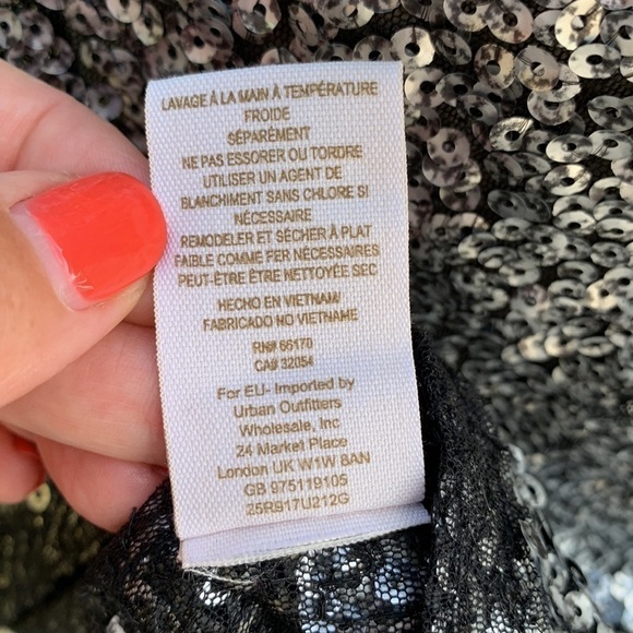 FREE PEOPLE Gray Sequined Short Sleeve Top - Picture 11 of 12